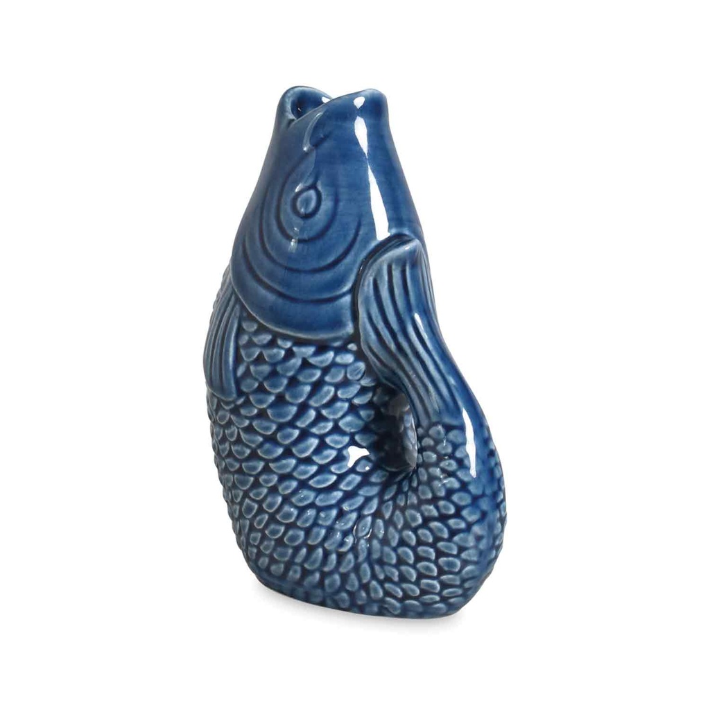 Petit Vase Poisson en céramique Bleu 12cm