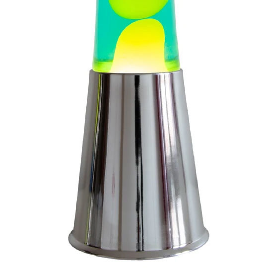 Lampe à lave 40 cm - Chrome - Liquide Vert &amp;  Lave Jaune