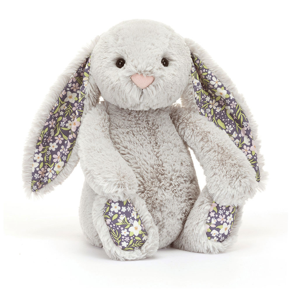 Peluche Jellycat Lapin Gris Liberty Bloom - Blossom Silver Bunny Bloom - Medium BPM3BJ 31cm