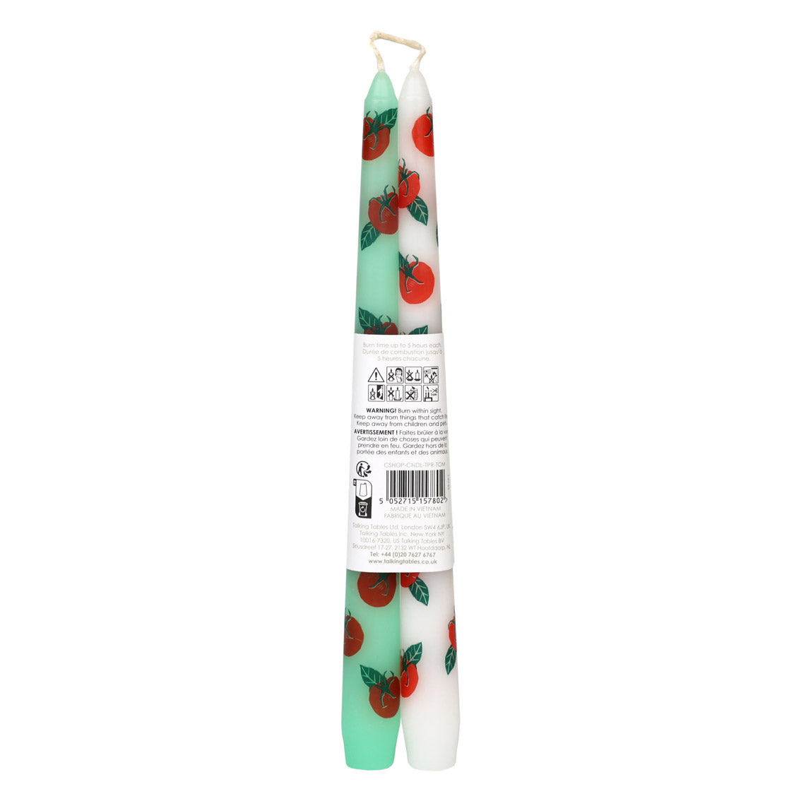 Bougie à motifs Tomate pour bougeoirs et chandeliers - Lot de 2