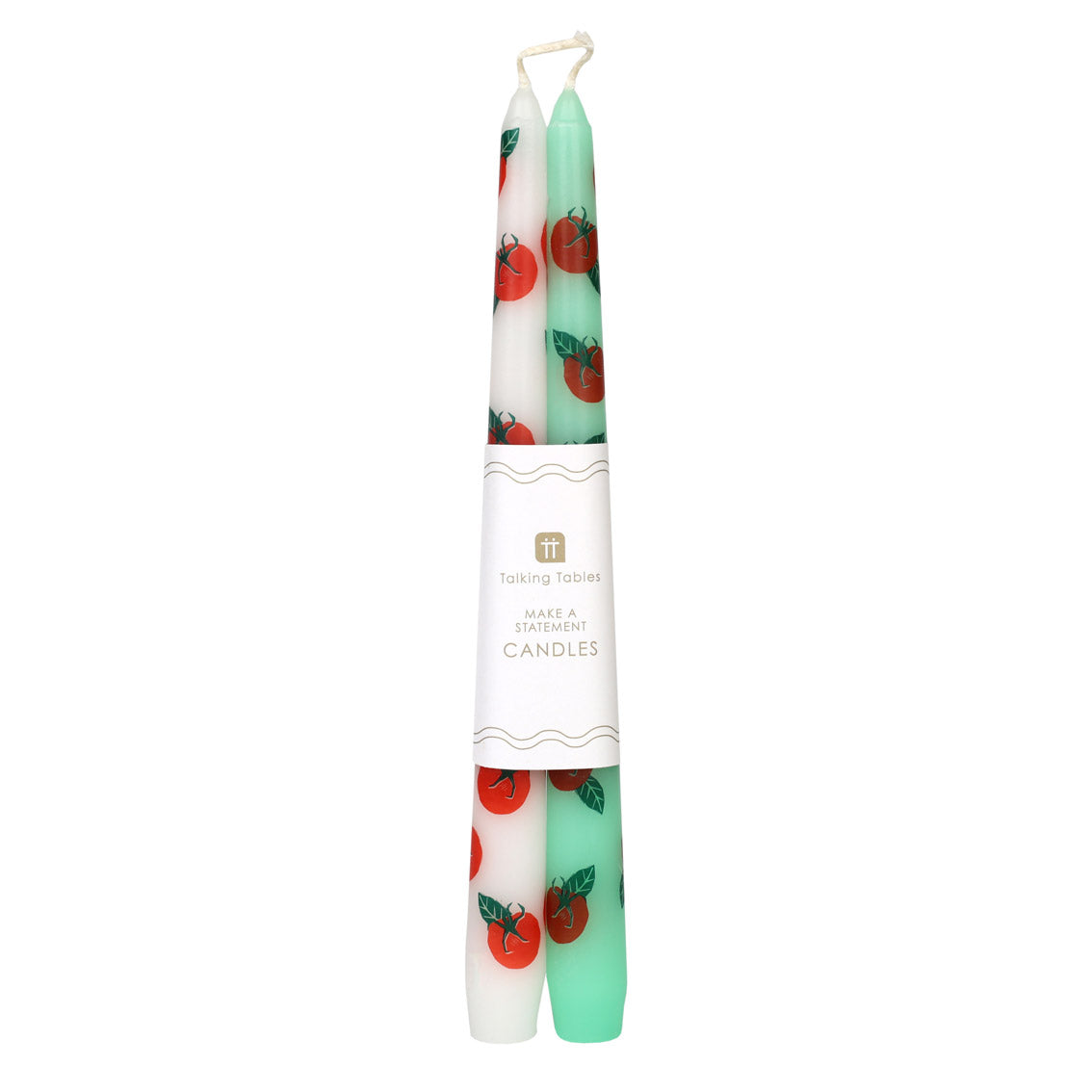 Bougie à motifs Tomate pour bougeoirs et chandeliers - Lot de 2