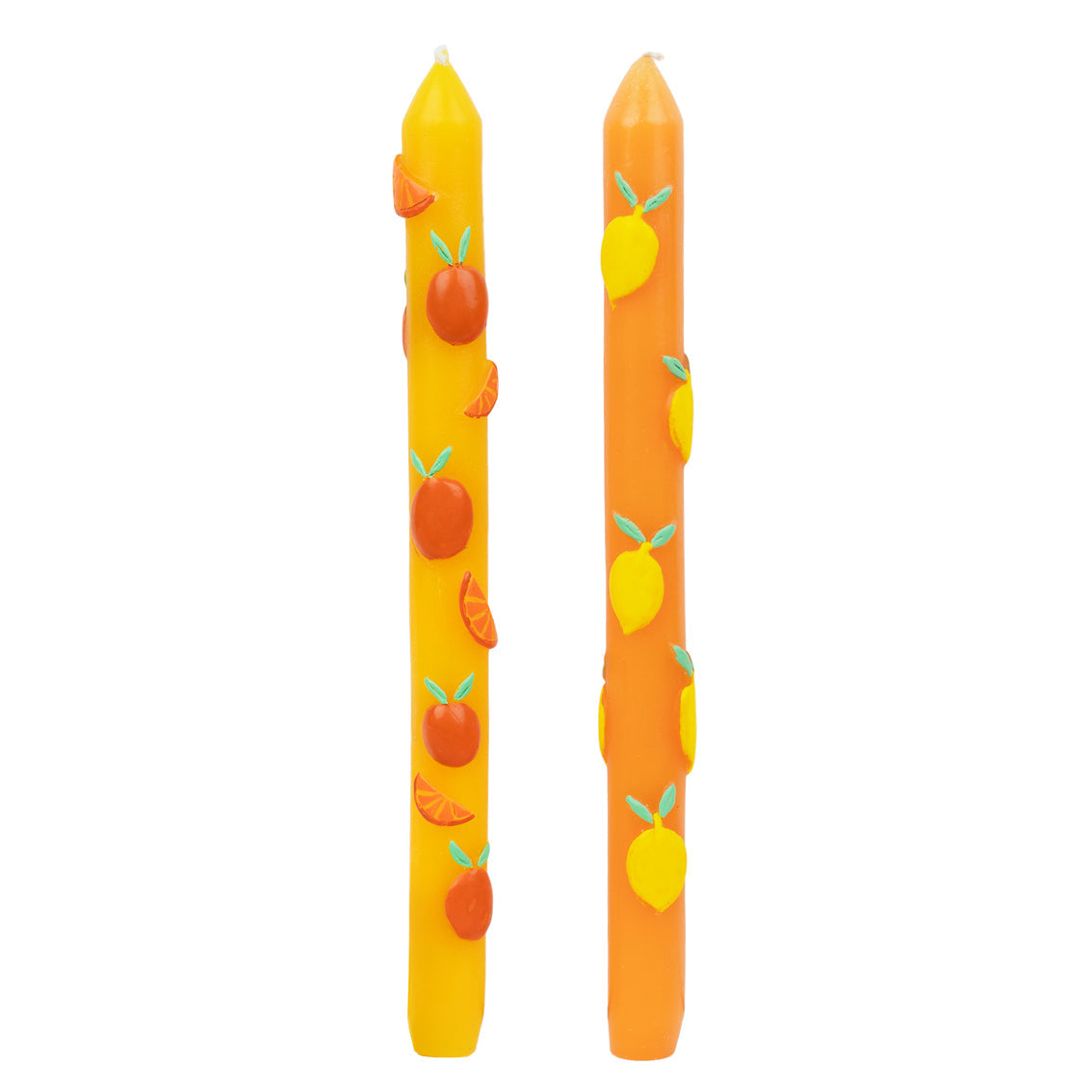 Bougies à motifs 3D Agrumes pour bougeoirs et chandeliers - Lot de 2