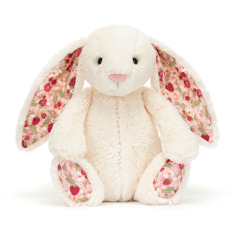 Peluche Jellycat Lapin Blanc Crème Liberty Fraise - Blossom Cream Bunny Berry - Medium BMP3MS 31cm