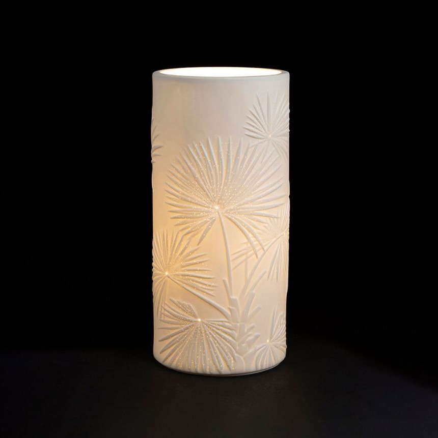 Lampe porcelaine blanche décorative ajourée à poser - Nomadéa - 24cm