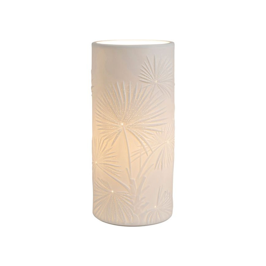 Lampe porcelaine blanche décorative ajourée à poser - Nomadéa - 24cm