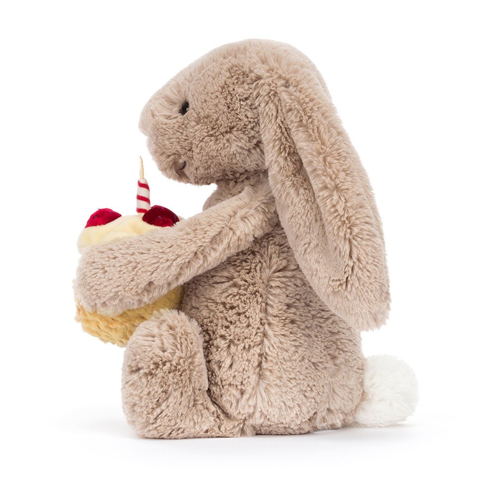 Peluche Jellycat Lapin Beige Anniversaire - Bashful Beige Bunny Birthday - Medium BAS3BEBB 31cm