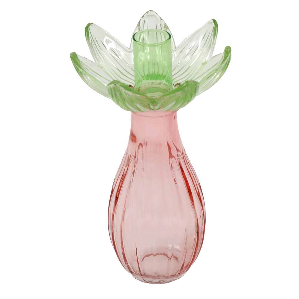 comforder Bougeoir en Verre avec Fleurs Séchées, Lot de 2 Porte-Bougies, Décoration Intérieure ou Centre de Table, Vase Decoratif (Rose