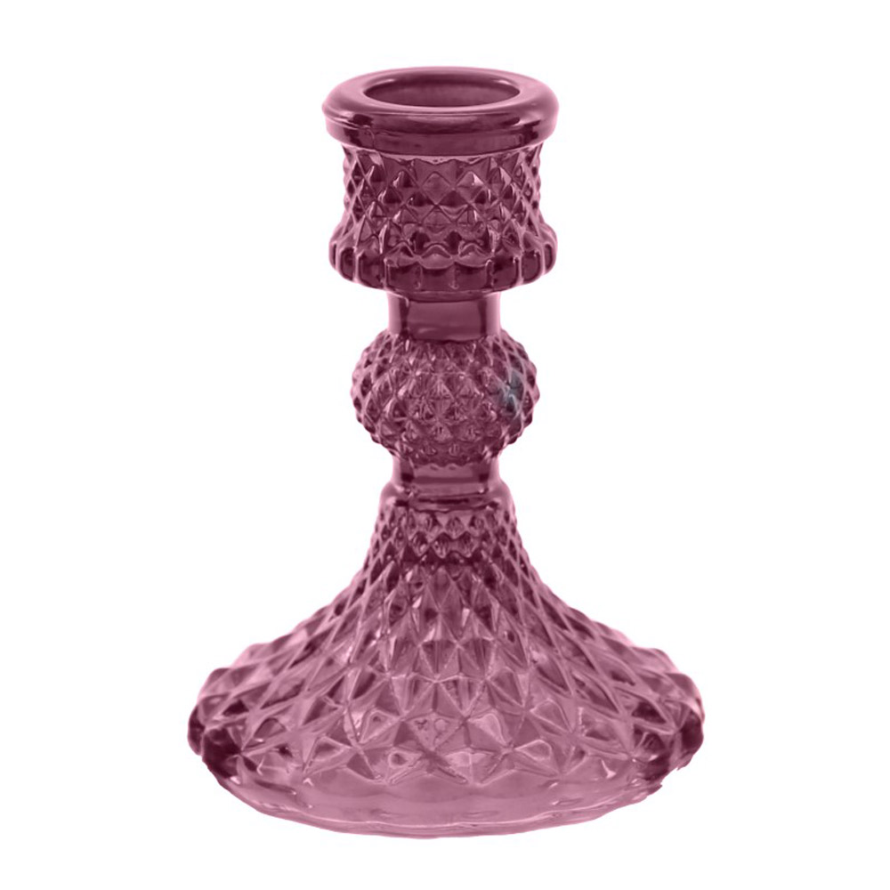 Bougeoir verre coloré Vieux Rose 10cm