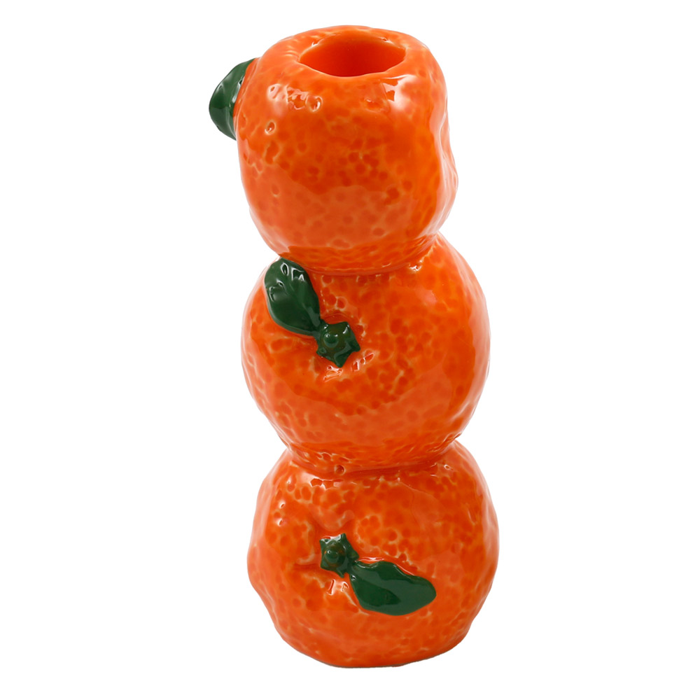 Bougeoir céramique 3 agrumes Orange 13cm