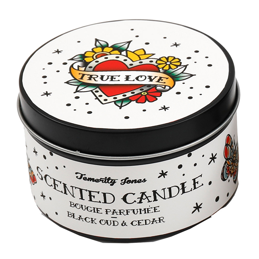 Bougie décorative parfumée Oud noir et Cèdre - Tatouage True Love
