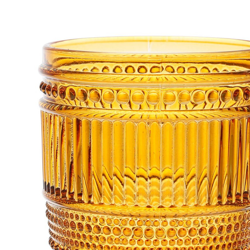 Verre à eau rétro style brocante Strié Ambre 27cl