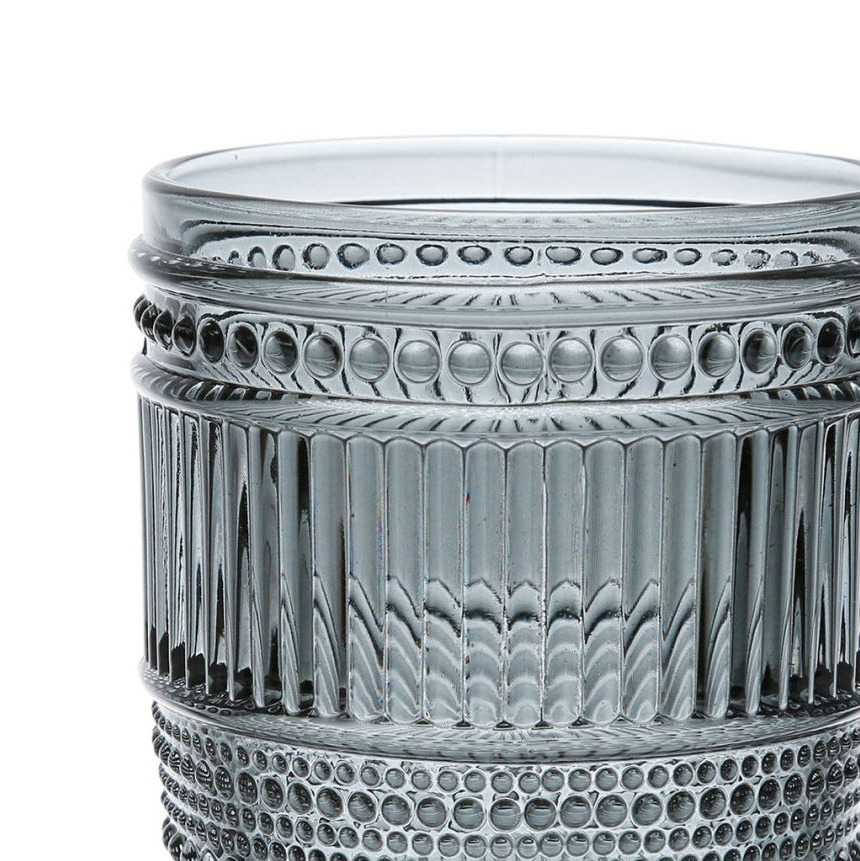Verre à eau rétro style brocante Strié Gris Fumé 27cl