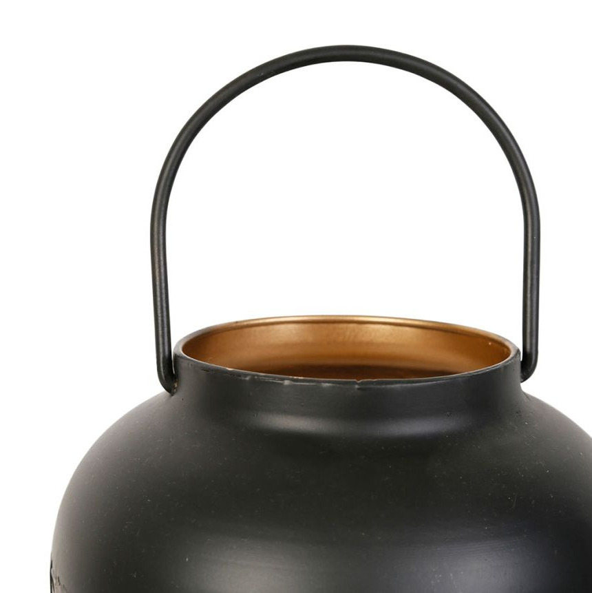 Lampe Lanterne Métal Noir Ajouré - Feuillage 32.5 cm