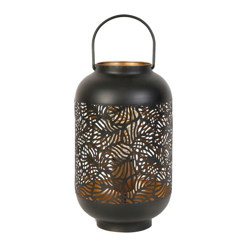 Lampe Lanterne Métal Noir Ajouré - Feuillage 32.5 cm