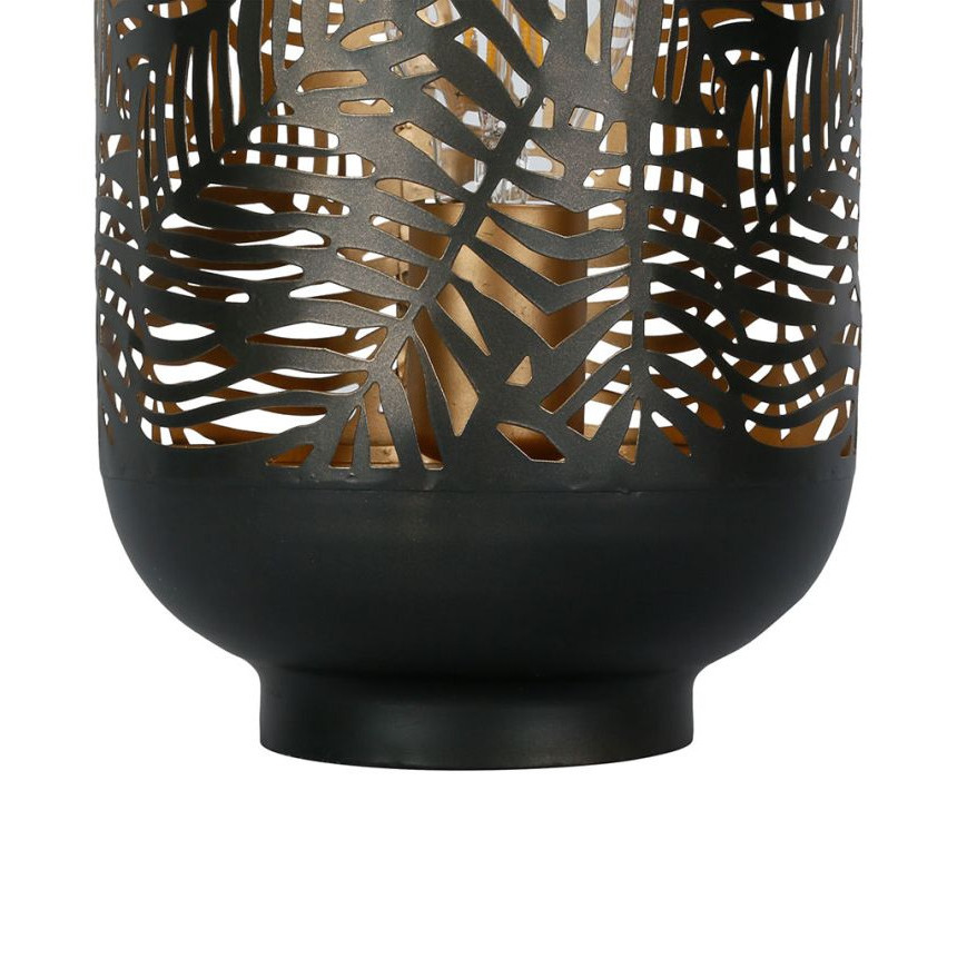 Lampe Lanterne Métal Noir Ajouré - Palmier 32,5 cm