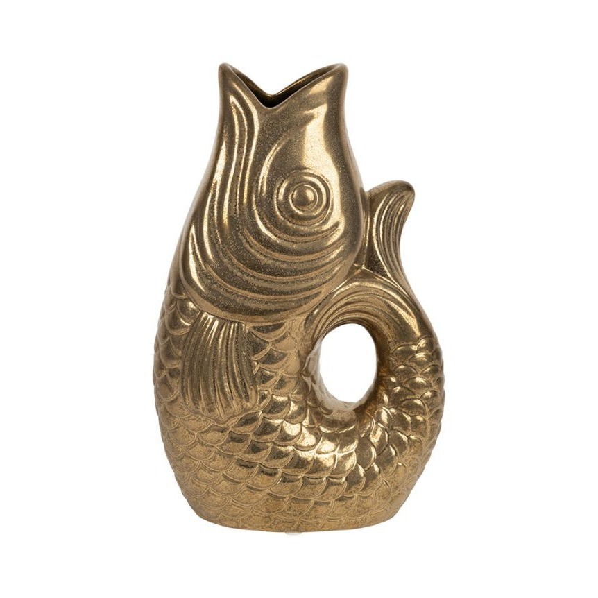 Vase Poisson en céramique doré - 30,5 cm