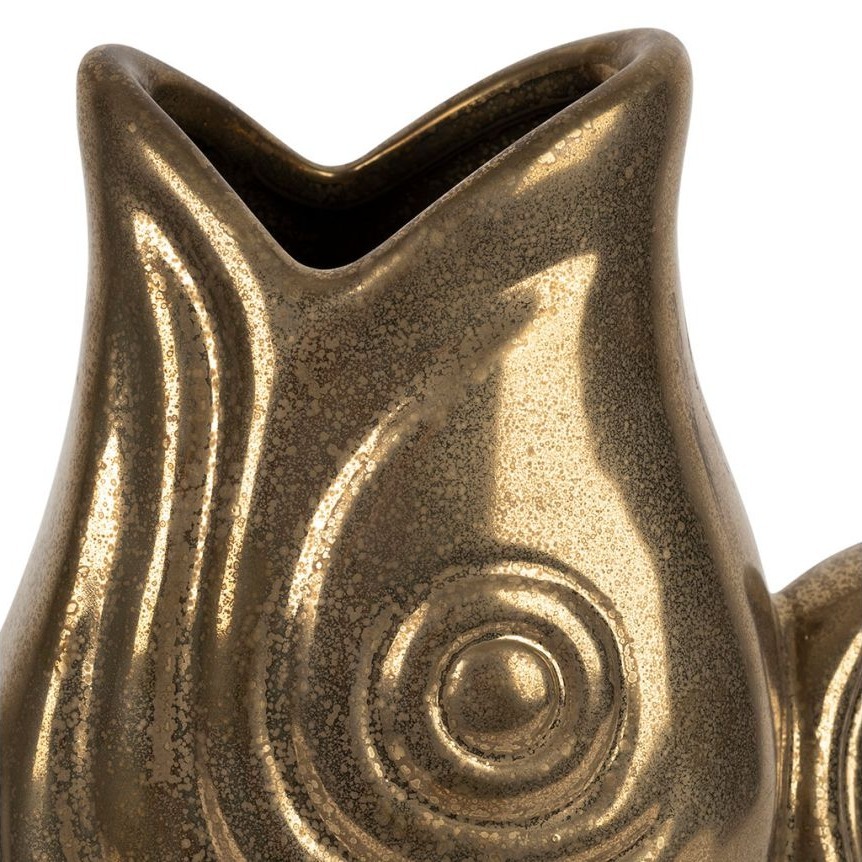 Vase Poisson en céramique doré - 30,5 cm