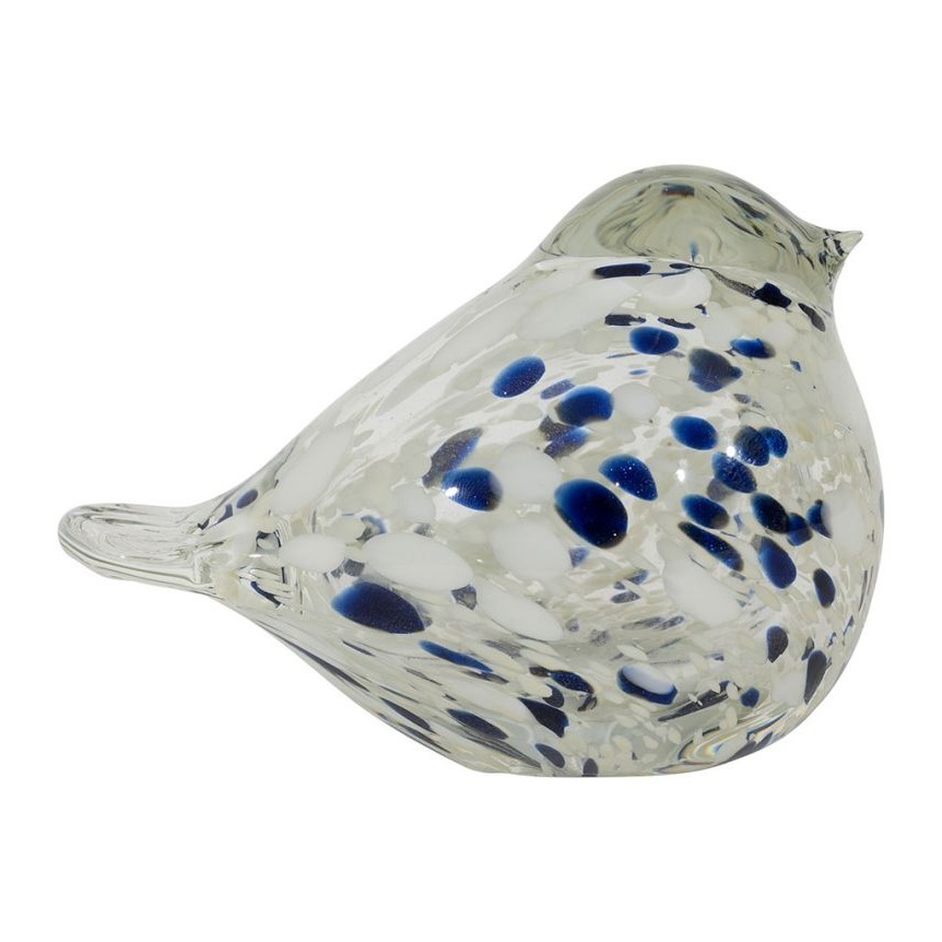 Presse Papier en verre Oiseau décoratif - Blanc et Bleu