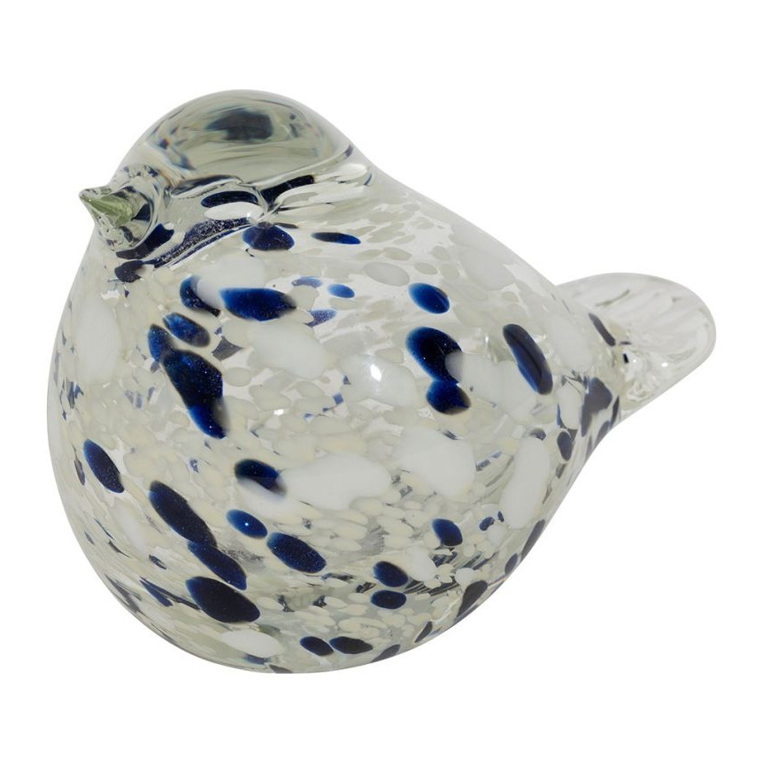 Presse Papier en verre Oiseau décoratif - Blanc et Bleu