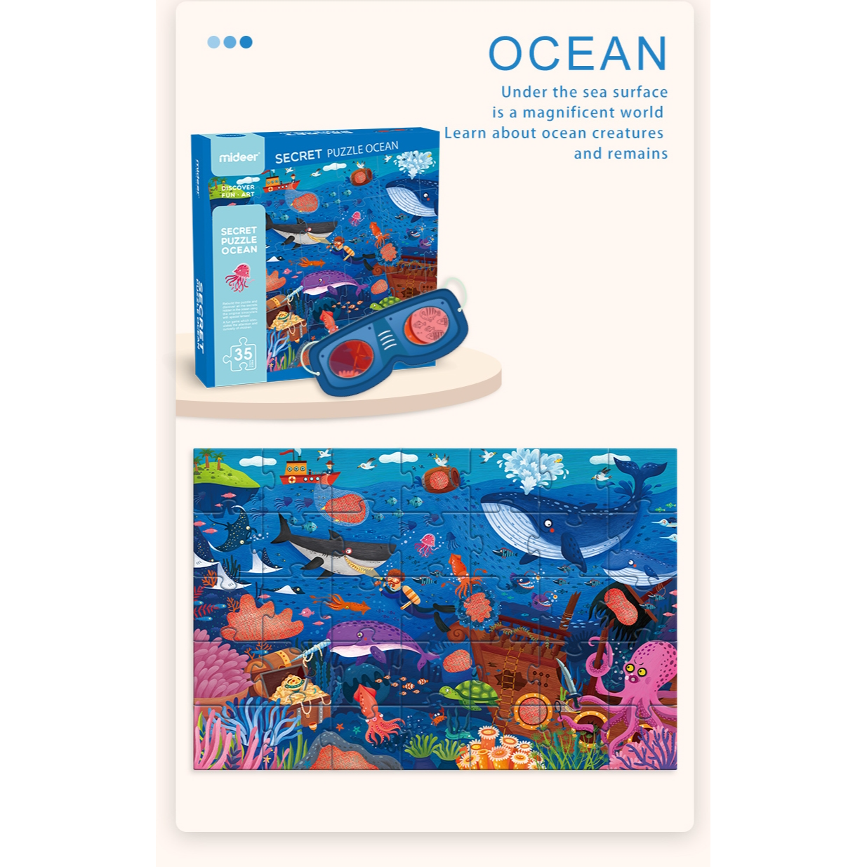 Puzzle 35 pcs - Détective Océan avec lunettes - Dès 3 ans