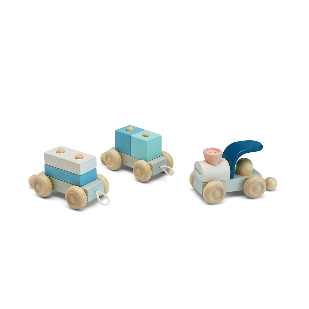 Jouet en bois - Train modulable bleu - Dès 1 an