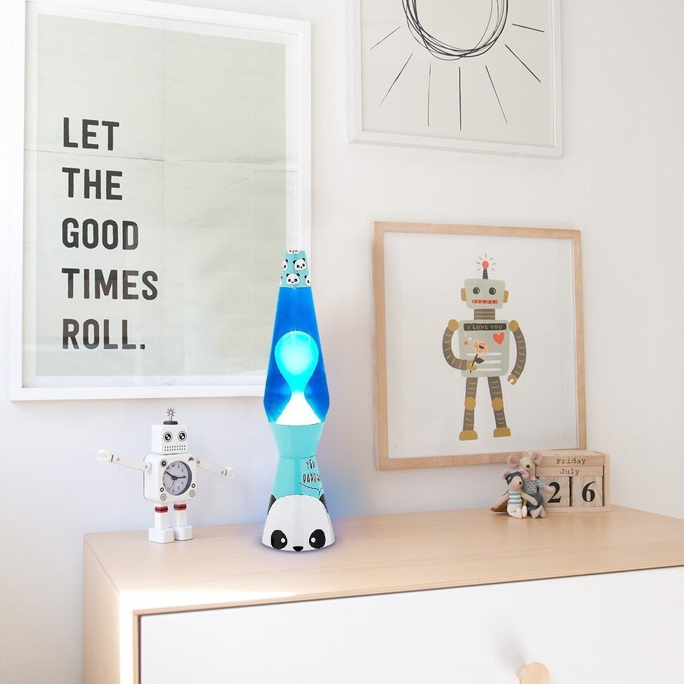 Lampe à lave 35,5 cm - Panda - Liquide bleu