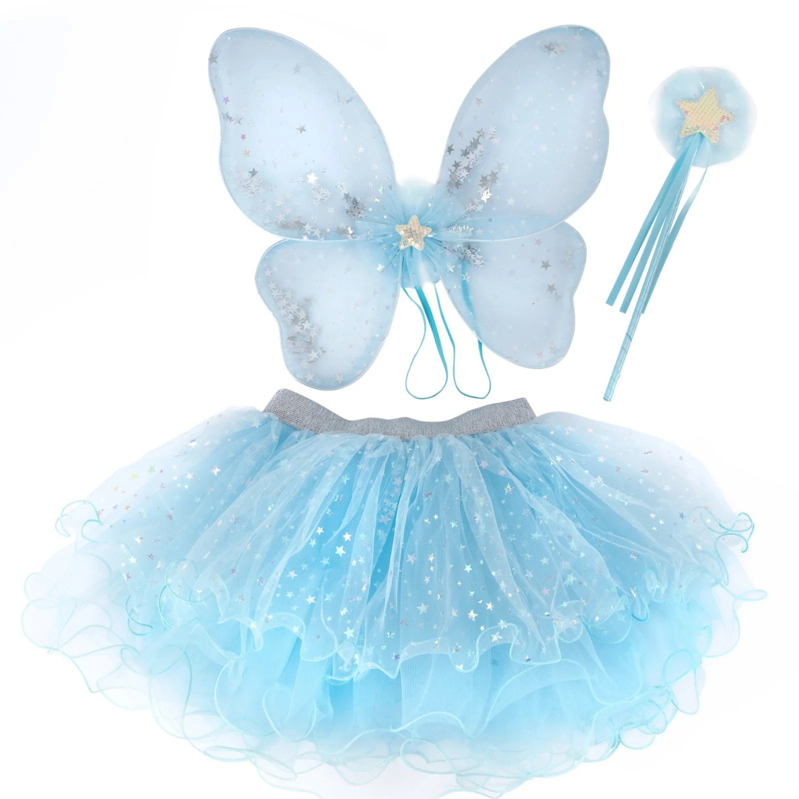 Ailes de fée célestes irisées avec tutu et baguette magique