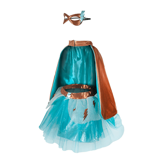 Déguisement fille Superheros Bleu et Or - 4 7 ans