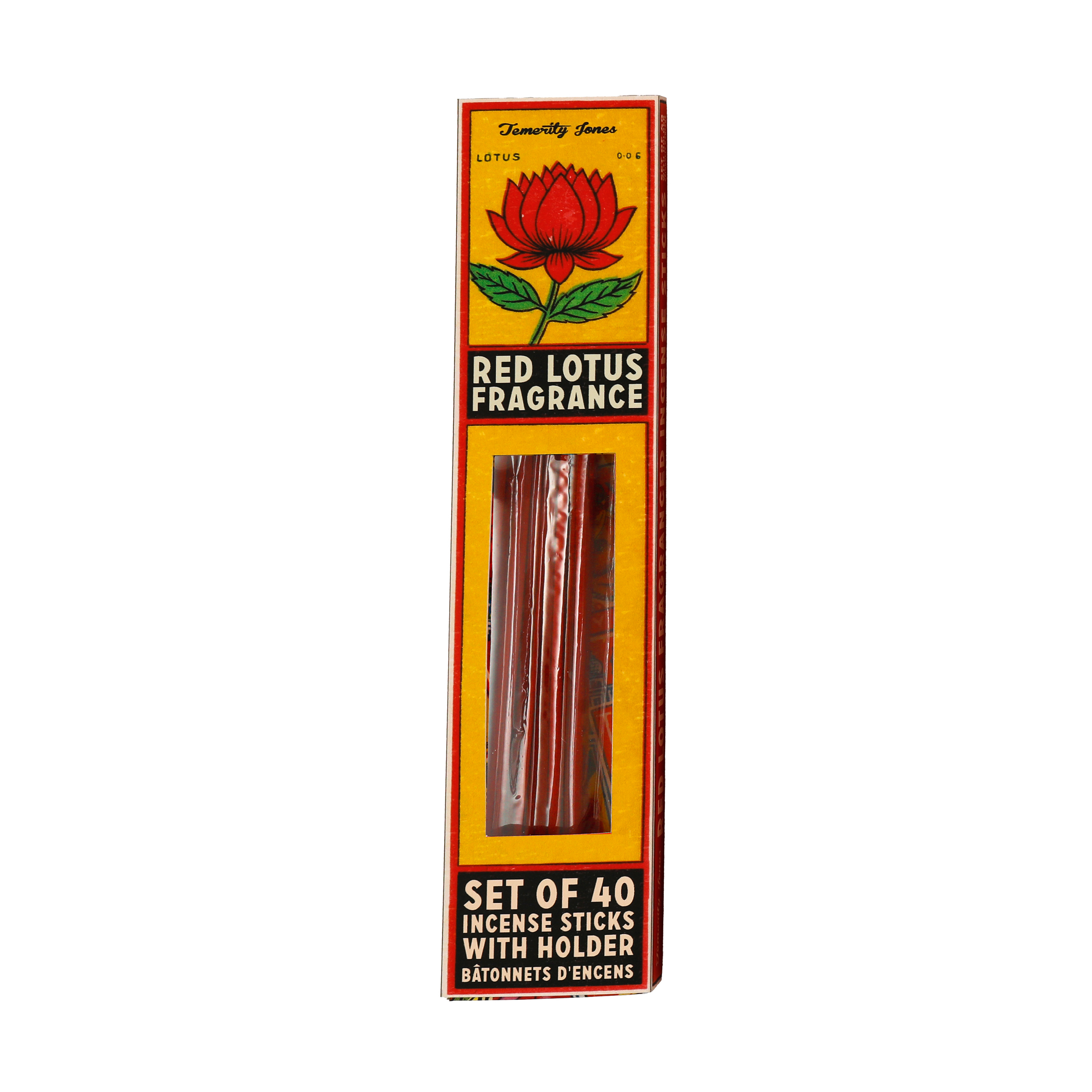 Coffret de 40 Bâtons dencens avec support en manguier - Parfum Lotus Rouge