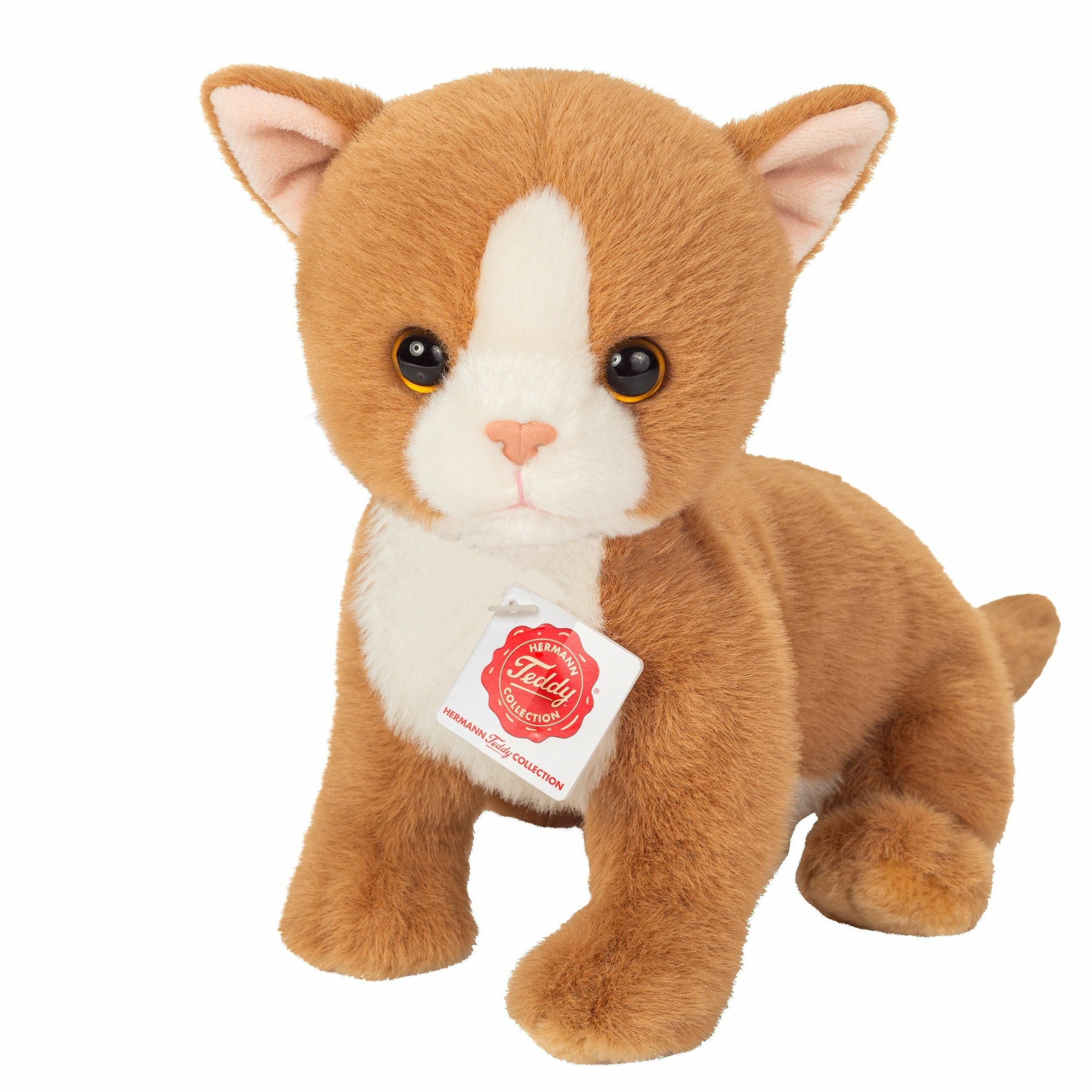 Peluche Bébé Chat Roux et Blanc 24 cm - Teddy Hermann