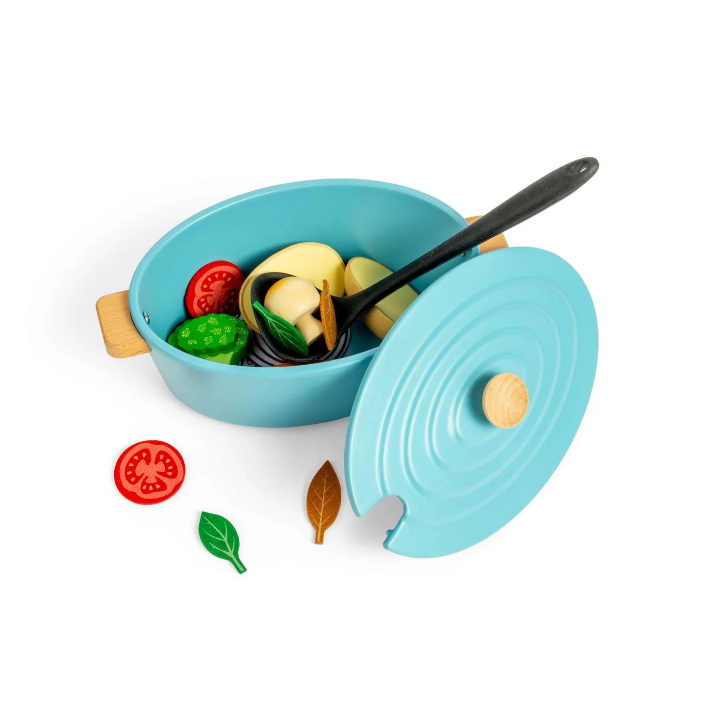 Jouet dinette en bois - Ensemble Cocotte et légumes en bois - Dès 18 mois