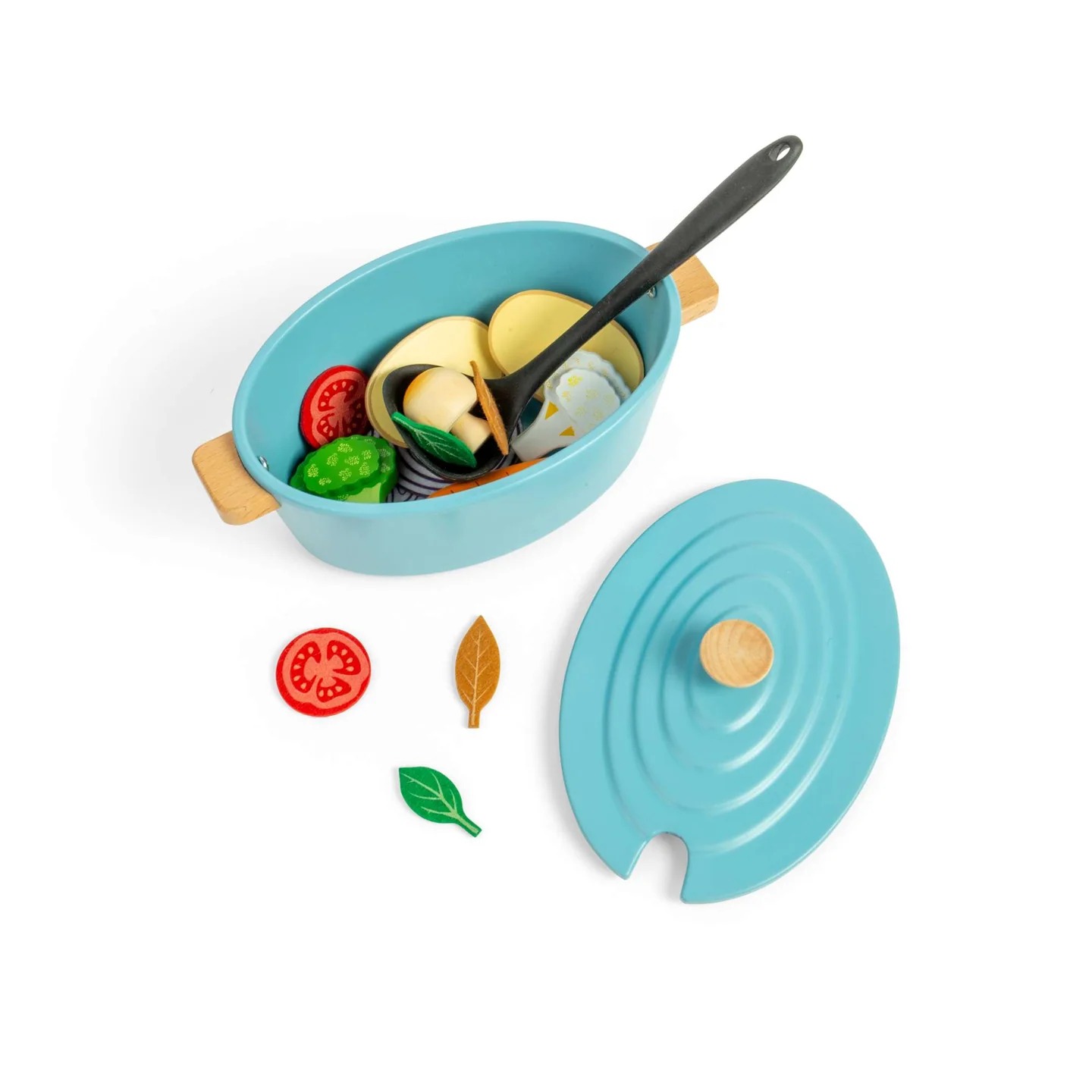 Jouet dinette en bois - Ensemble Cocotte et légumes en bois - Dès 18 mois