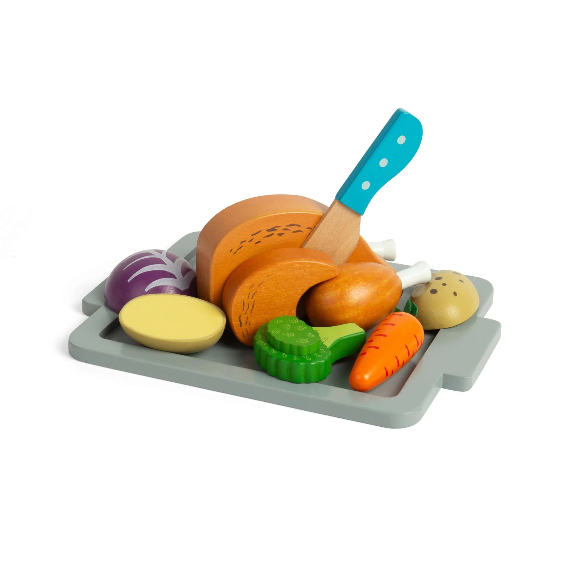 Dinette en bois - Le poulet rôti et ses petits légumes - Dès 18 mois