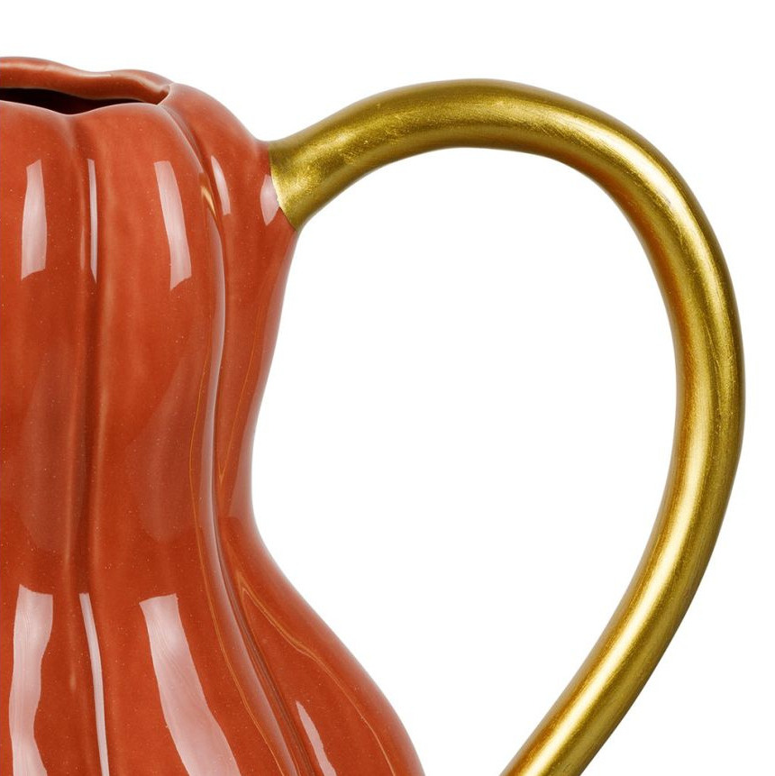 Pichet Cucurbita Rose Poudré en grès avec anse dorée 1L