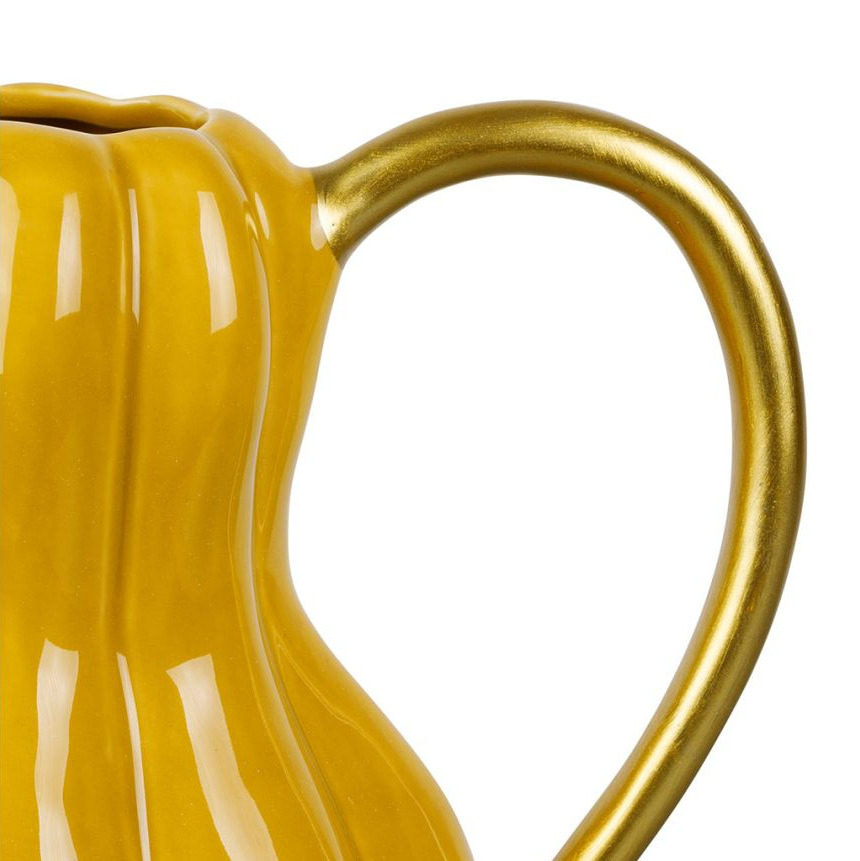 Pichet Cucurbita Soja en gres avec anse dorée 1L