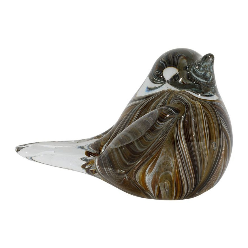 Presse Papier en verre Oiseau décoratif - Ambre & Brun