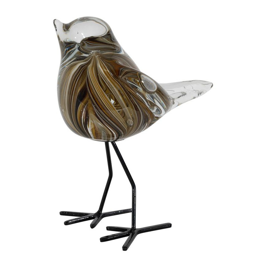 Oiseau décoratif en verre à poser - Ambre