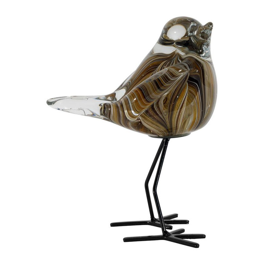 Oiseau décoratif en verre à poser - Ambre & Brun