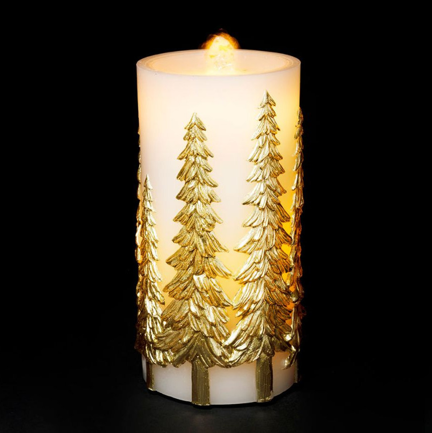 Bougie LED décorative Hivers doré 20 cm