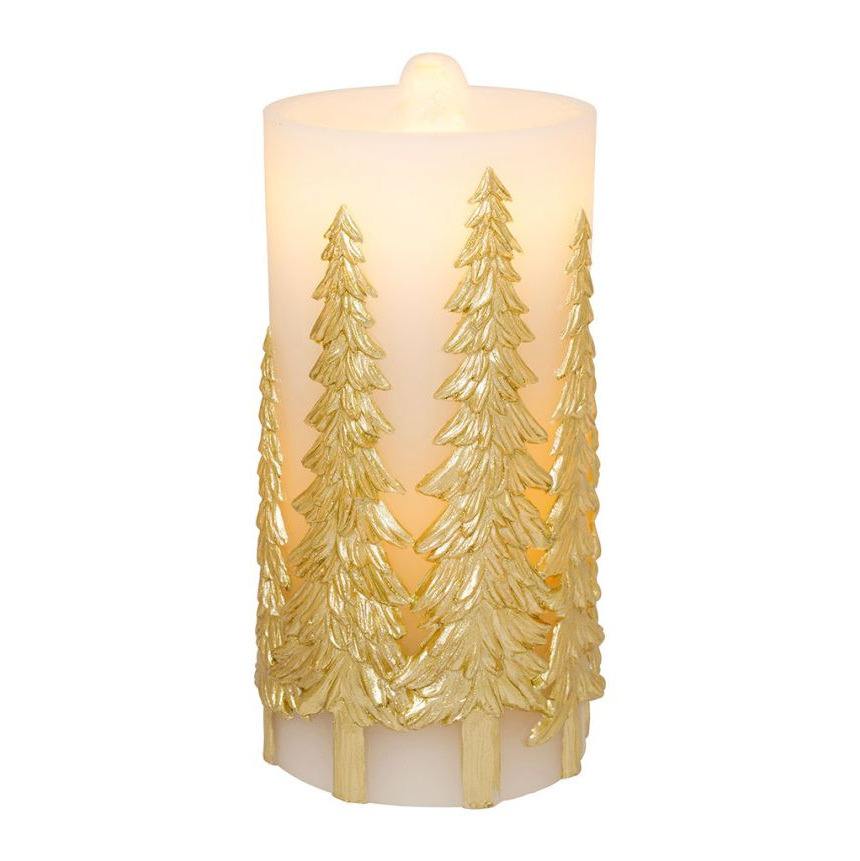 Bougie LED décorative Hivers doré 20 cm