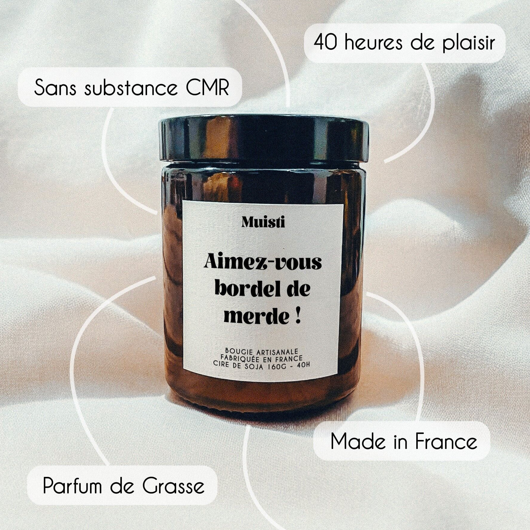 Bougie Artisanale Parfumée - Aimez-vous bordel de merde - Musc Blanc