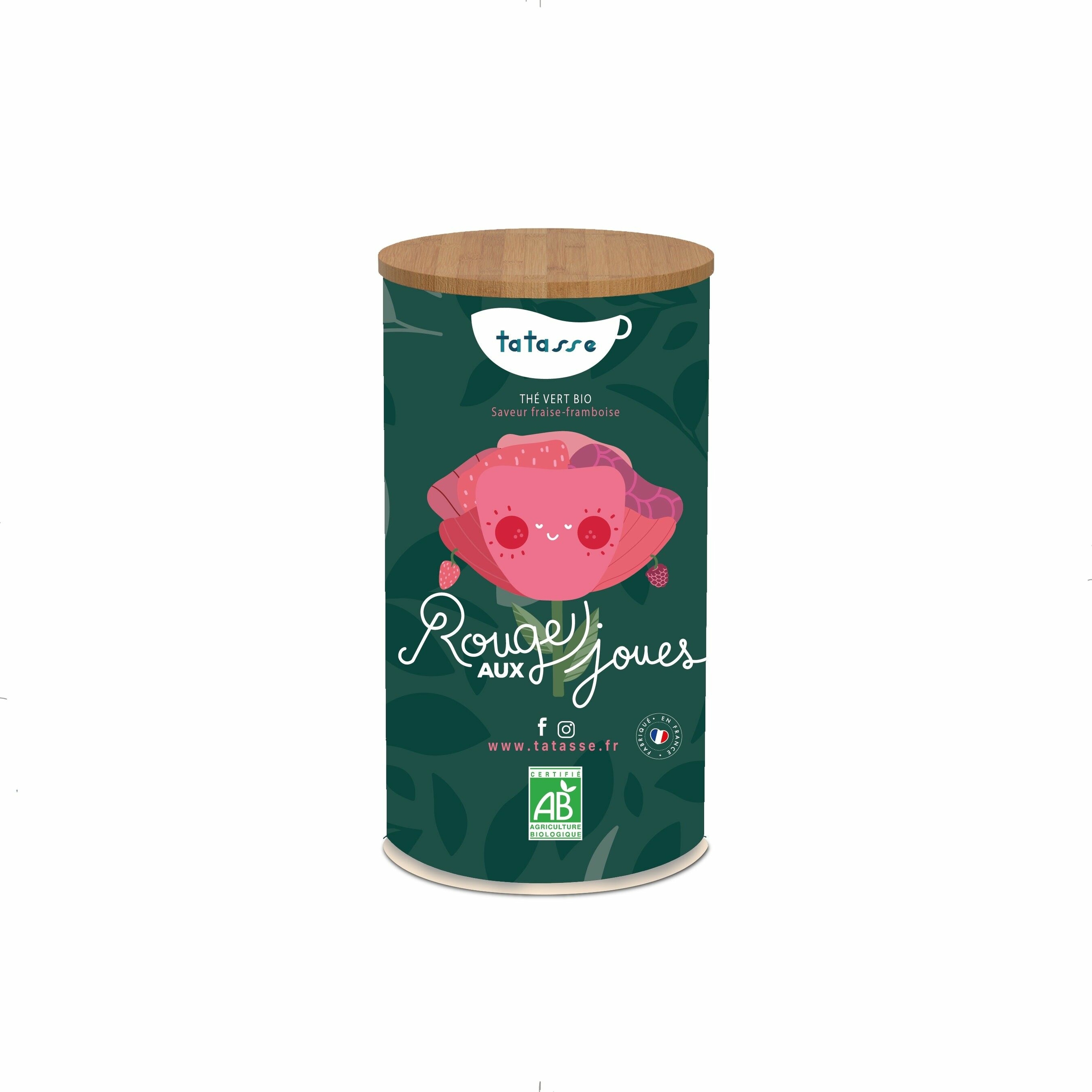 Thé vert bio - Rouge aux Joues - Fraise framboise - Boîte métal 100 g