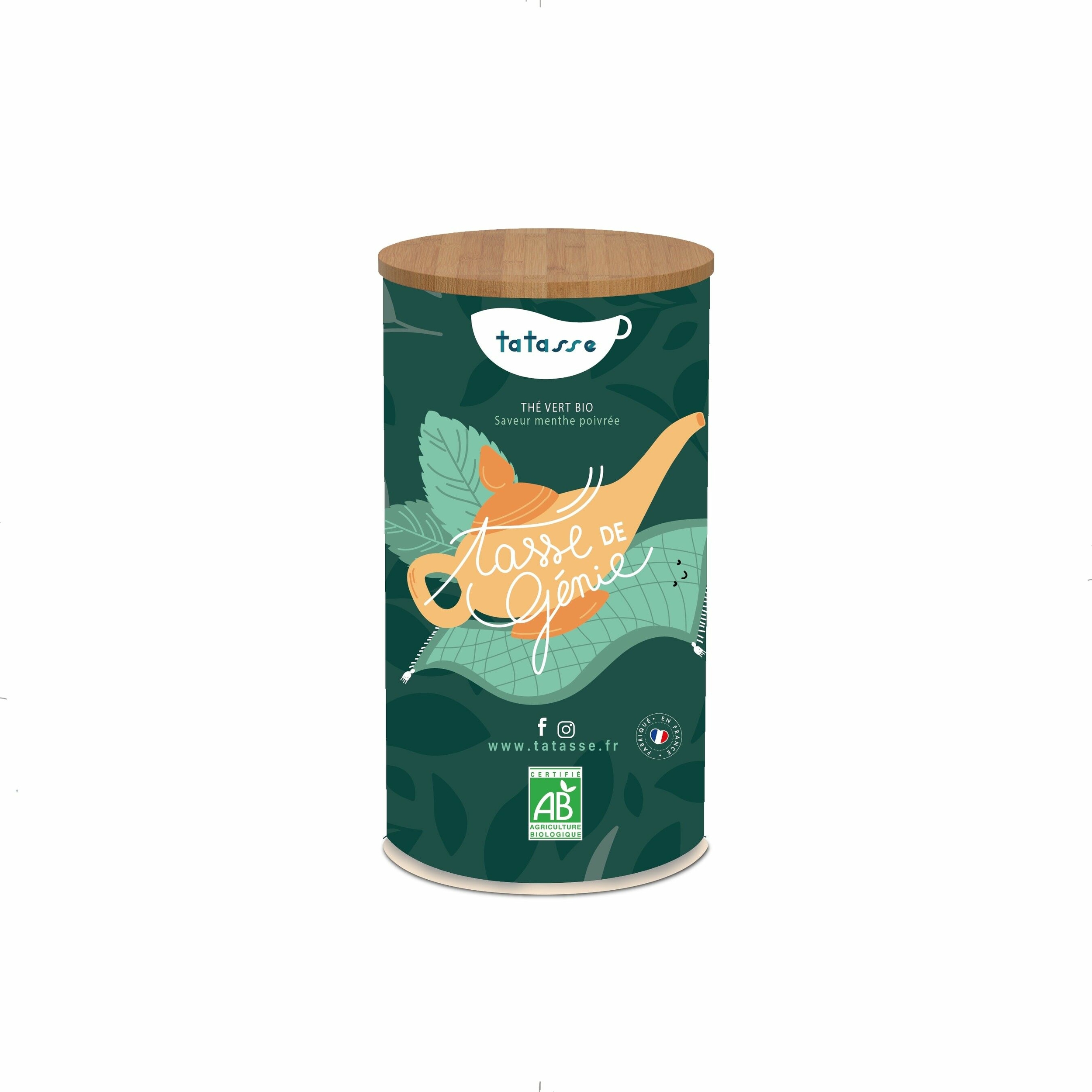 Thé vert bio - Tasse de Génie - Menthe poivrée - Boîte métal 90 g