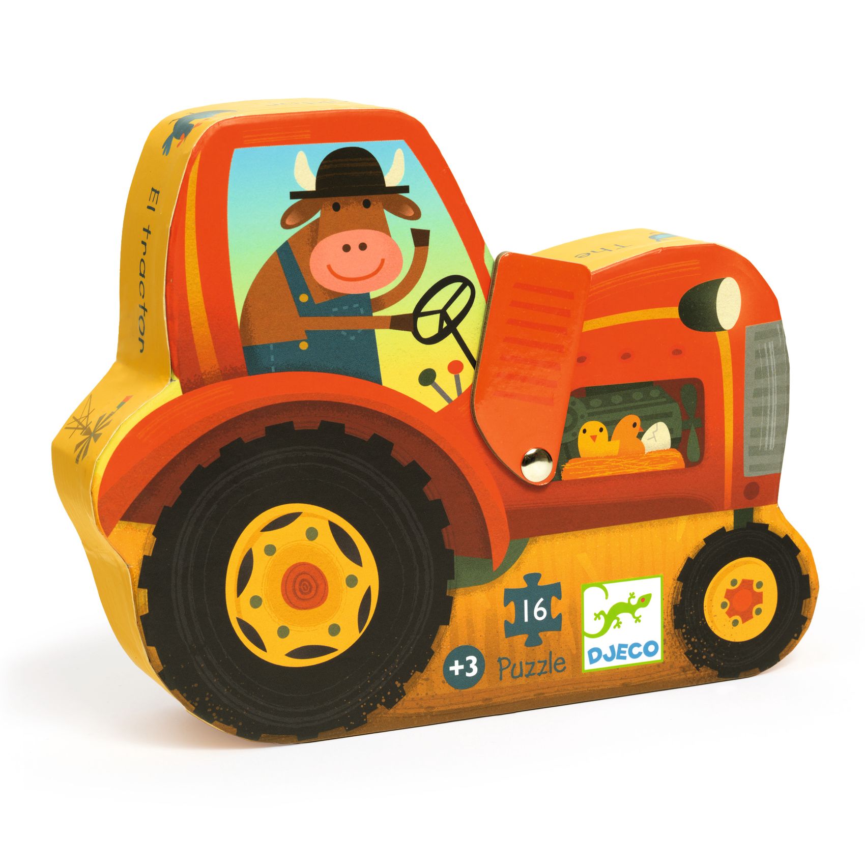 Puzzle Tracteur 16 pièces - Boîte silhouette ferme - Dès 3 ans