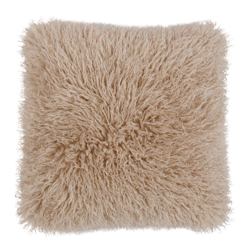 Coussin Refuge Beige en fausse fourrure texturée - 45x45cm