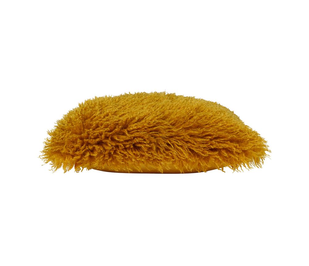 Coussin Refuge moutarde en Fausse Fourrure Texturée - 45x45cm