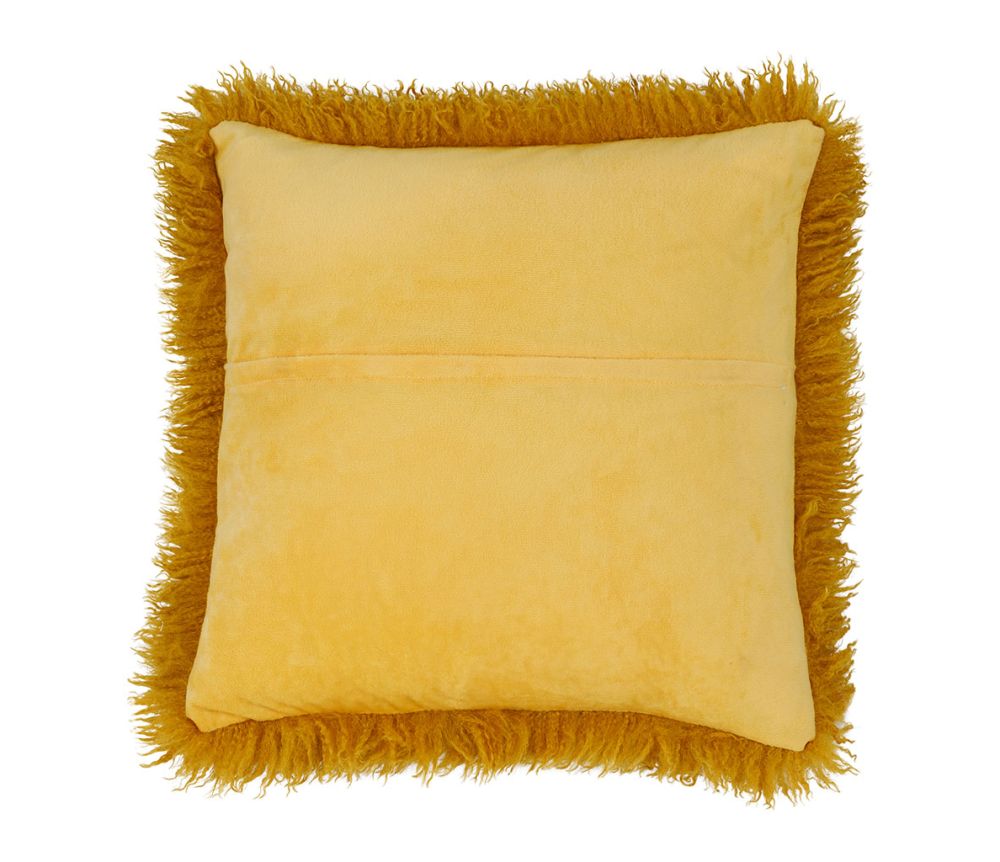 Coussin Refuge moutarde en Fausse Fourrure Texturée - 45x45cm