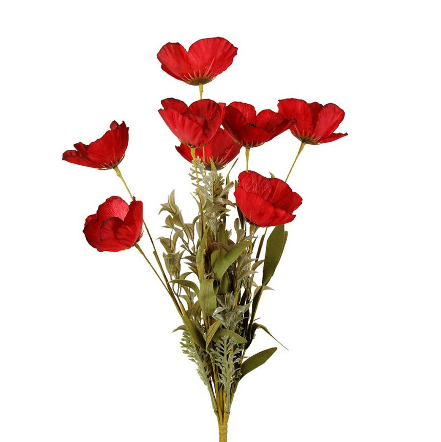 Fleur artificielle pour bouquet coquelicot champêtre rouge 53 cm
