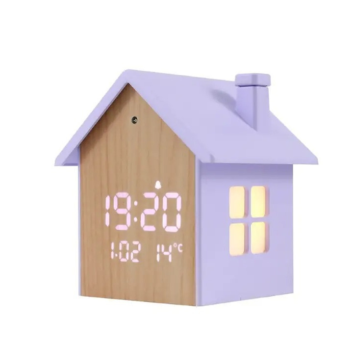 Réveil Petite Maison Mauve Poudrée