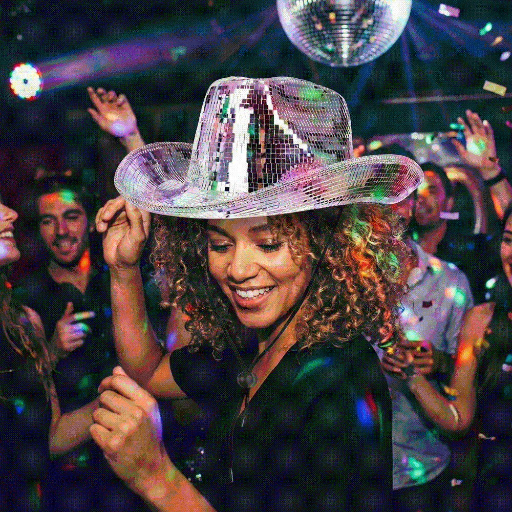 Chapeau de Cowboy Boule à Facettes Disco